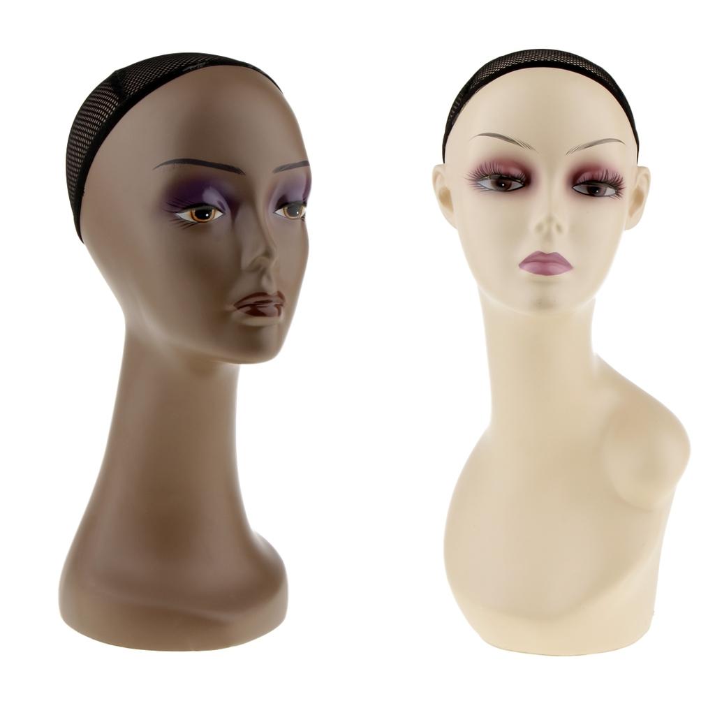 2x Female Mannequin Head Women Manikin Model Hair Wigs Glasses Scarf Display