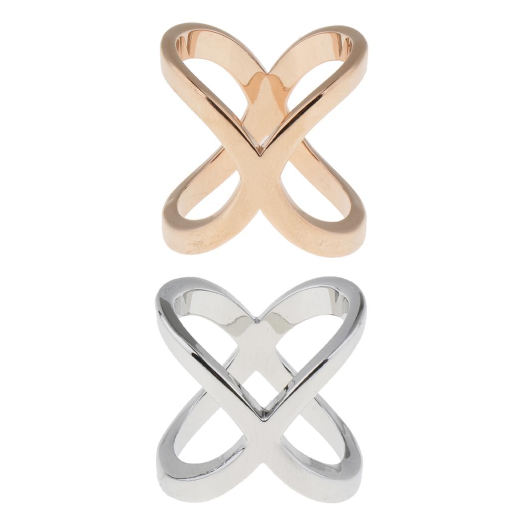 2 Pieces Unique Silk Chiffon Scarf Clips Rings Cross Holder Cross Shape