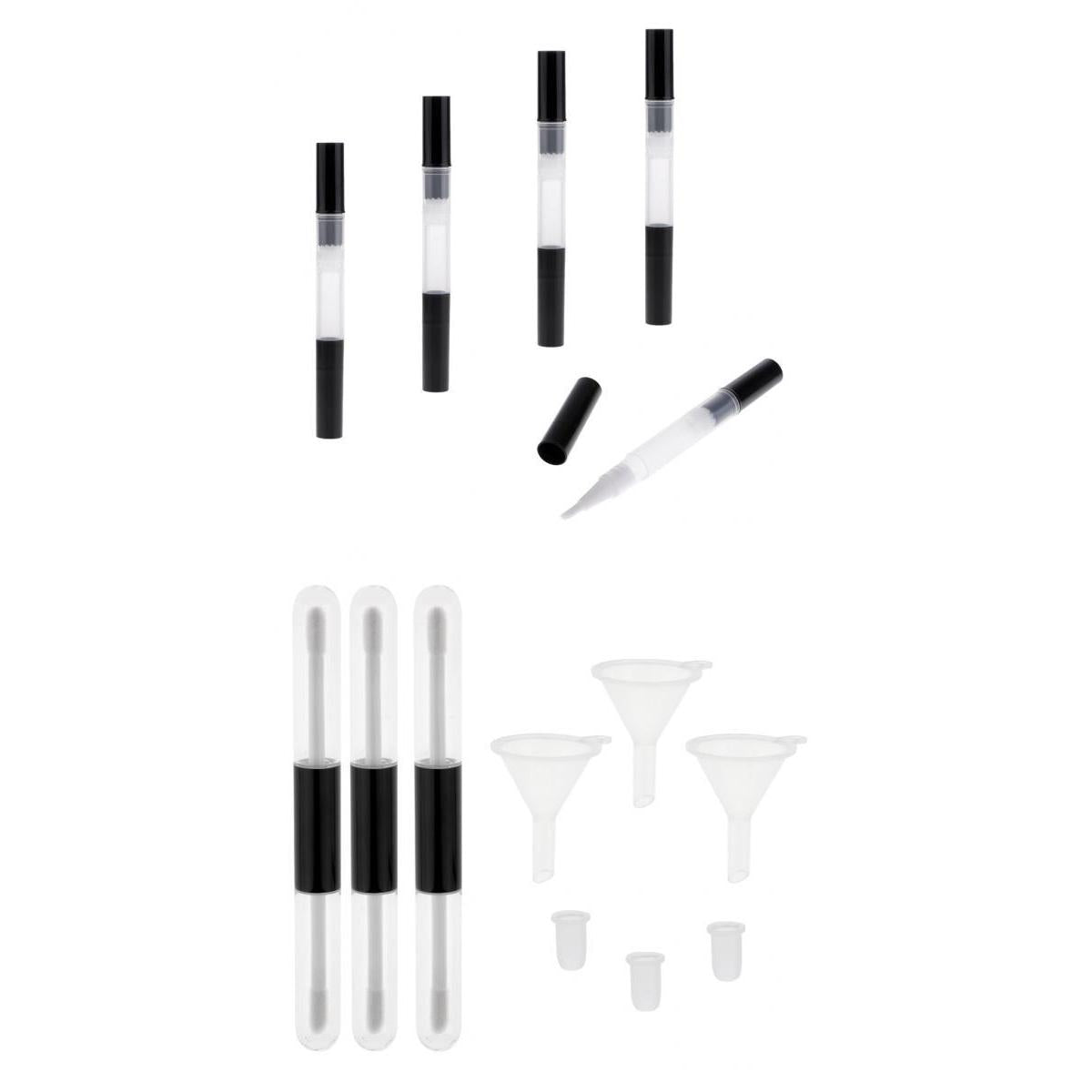 3x Dual-end Empty Lip Gloss Tube 4ml+5x Empty Twist Pen Nail Oil Bottle 3ml