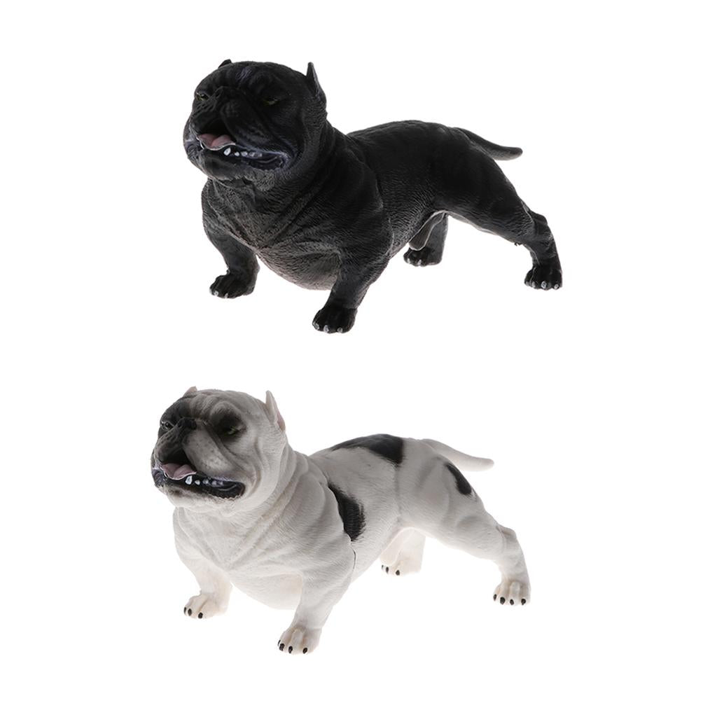 2pcs Lifelike Animal Model Figure Toy Figurine Decor American Bully Pitbull