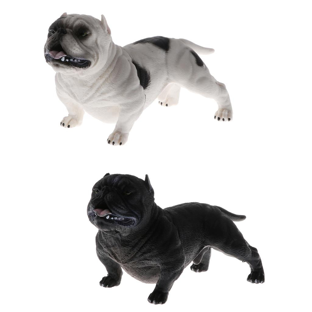 2pcs Lifelike Animal Model Figure Toy Figurine Decor American Bully Pitbull