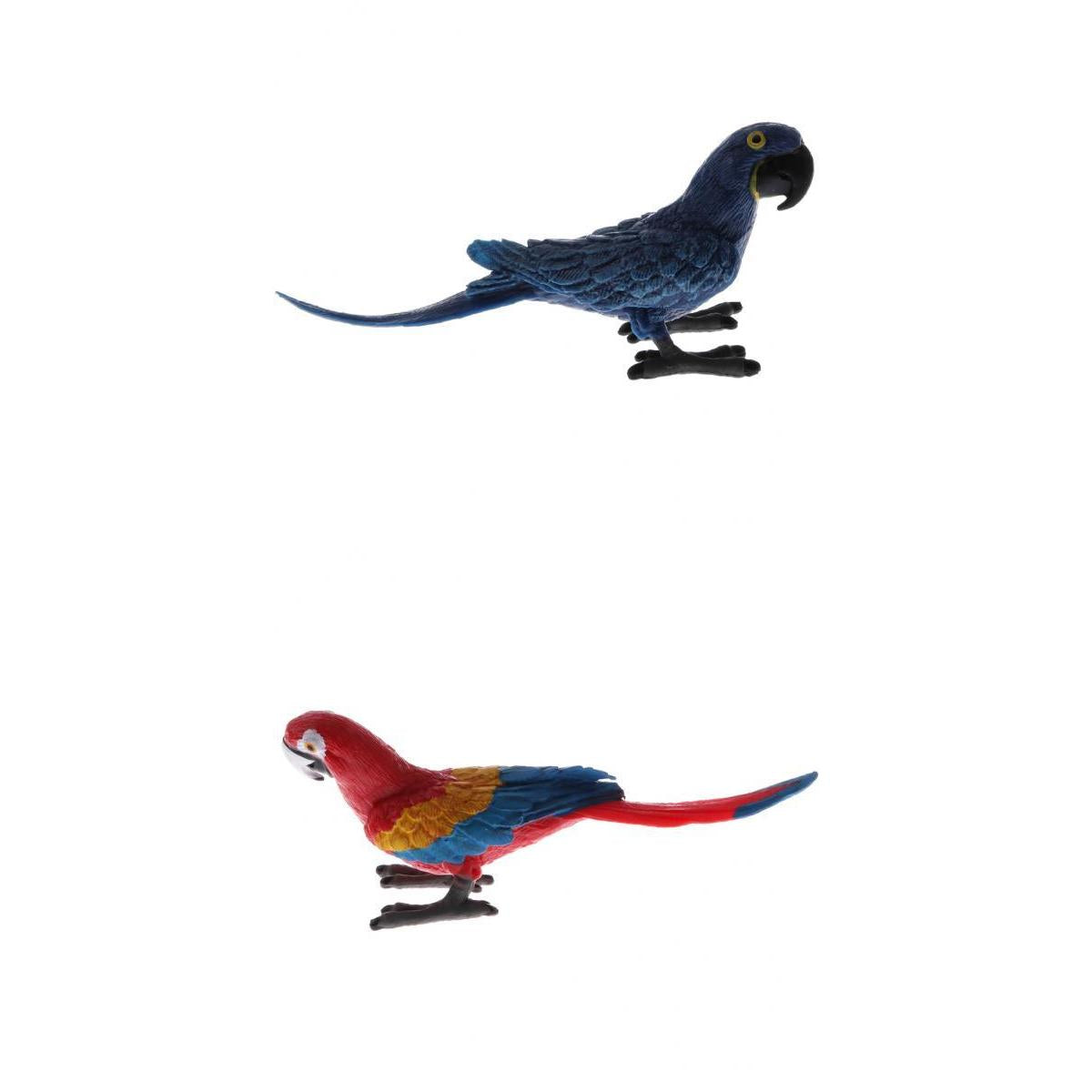 2pcs Simulation Animal Model Figure Toys Figurine Home Decor Red Parrot