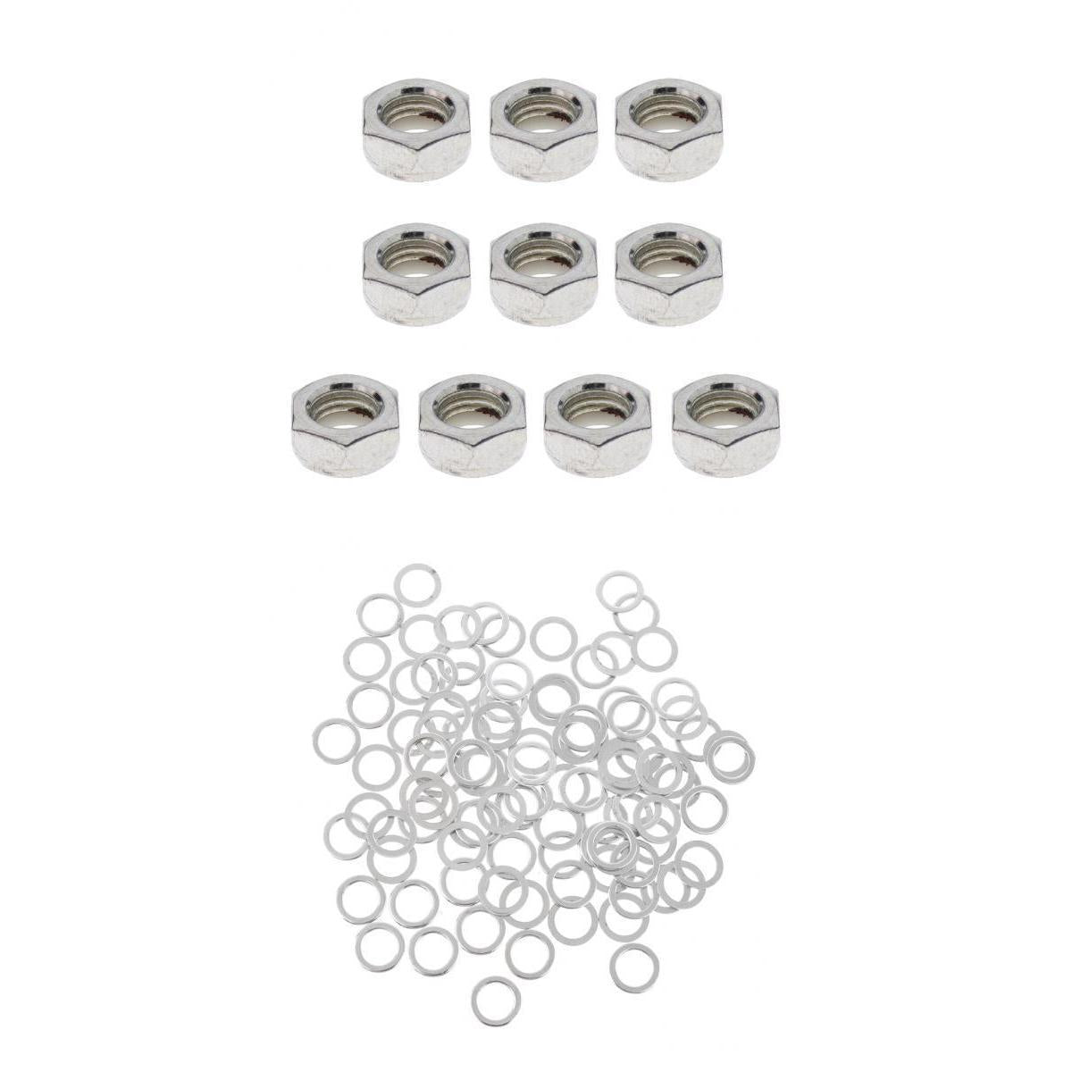 10 Pieces Skateboard Wheel Axle Mounting Screw Nuts + 100 Pieces Washers