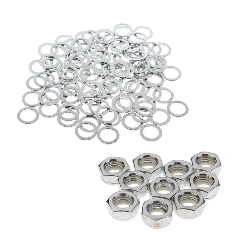 10 Pieces Skateboard Wheel Axle Mounting Screw Nuts + 100 Pieces Washers