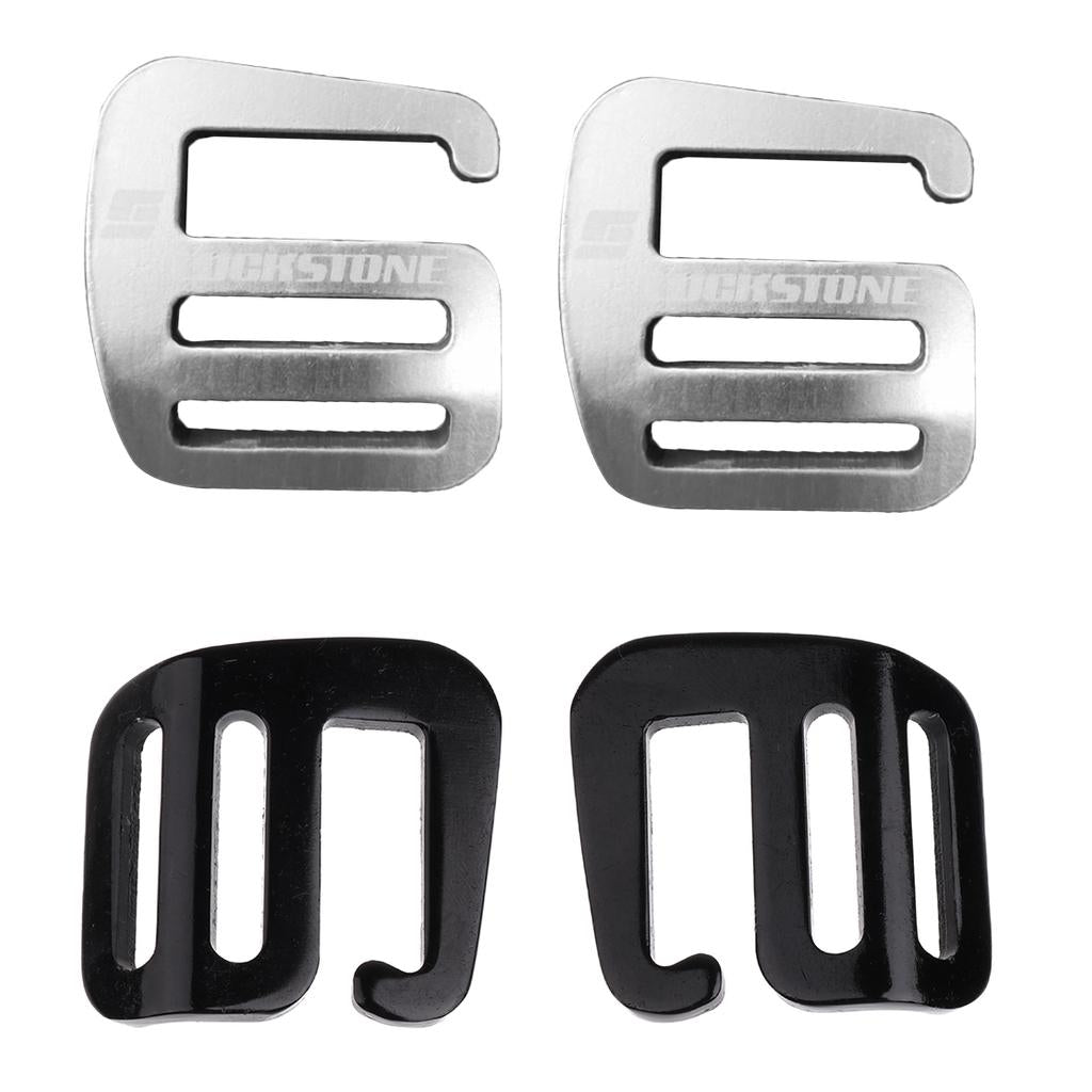 4 Pcs 1'' G Hook Outdoor Webbing Buckle for Backpack Strap 25mm Black+Silver