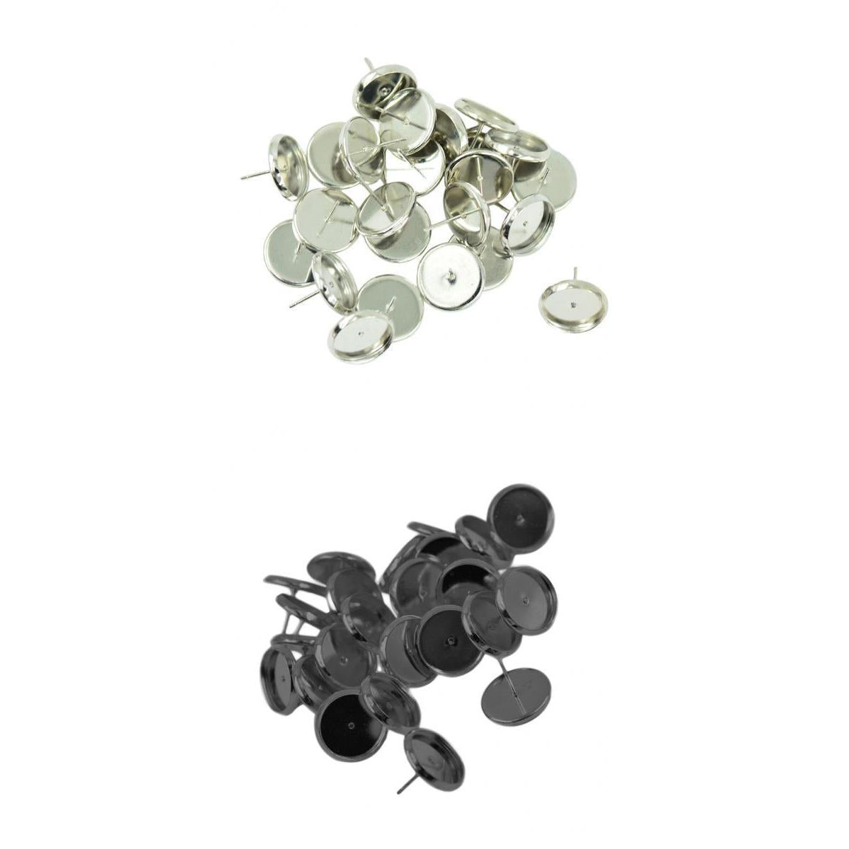 48 Pieces Round Earrings Ear Stud Blank Bezel Setting Base For 12mm Cabochon