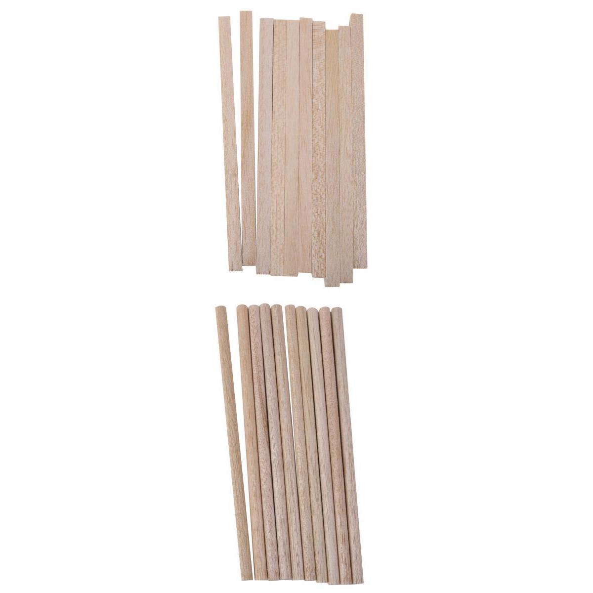20 Pieces Natural Square Round Wood Sticks Rod DIY Craft Hobbies