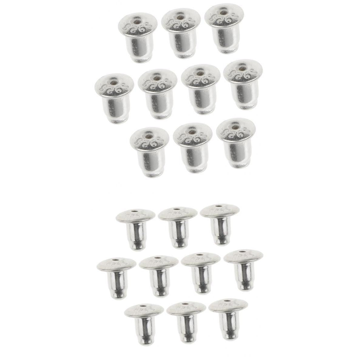 20 Pieces 925 Sterling Silver Earring Safety Back Earnut 4mm 6mm