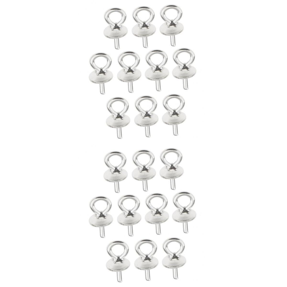 20 Pieces Sterling Silver 925 Pendant Clasp Pearl Bail Eye Pins 5mm 6mm