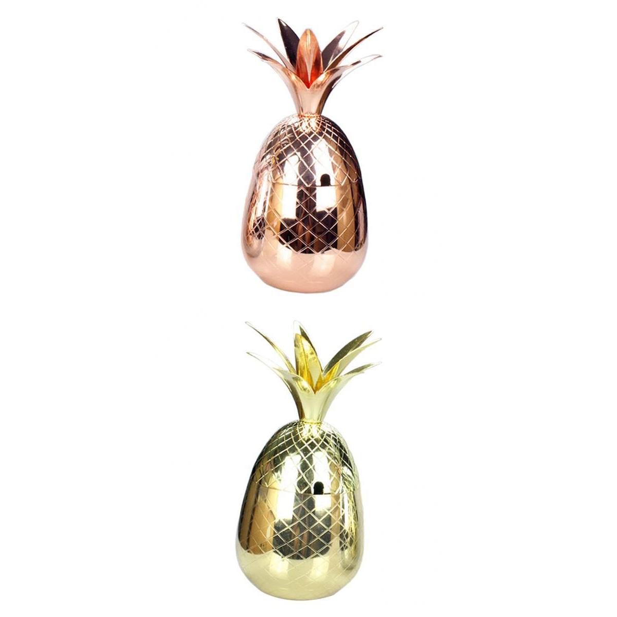 2 Pieces Pineapple Cocktail Tumbler Stainless Steel Moscow Mule Mug 500ml
