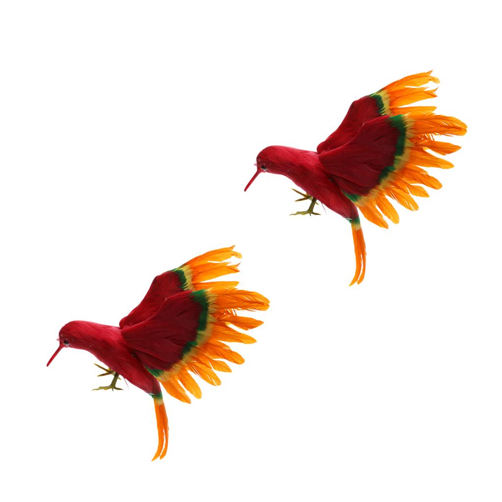 2pcs Simulation Feathered Flying Birds Taxidermy Home Garden Decor Ornament