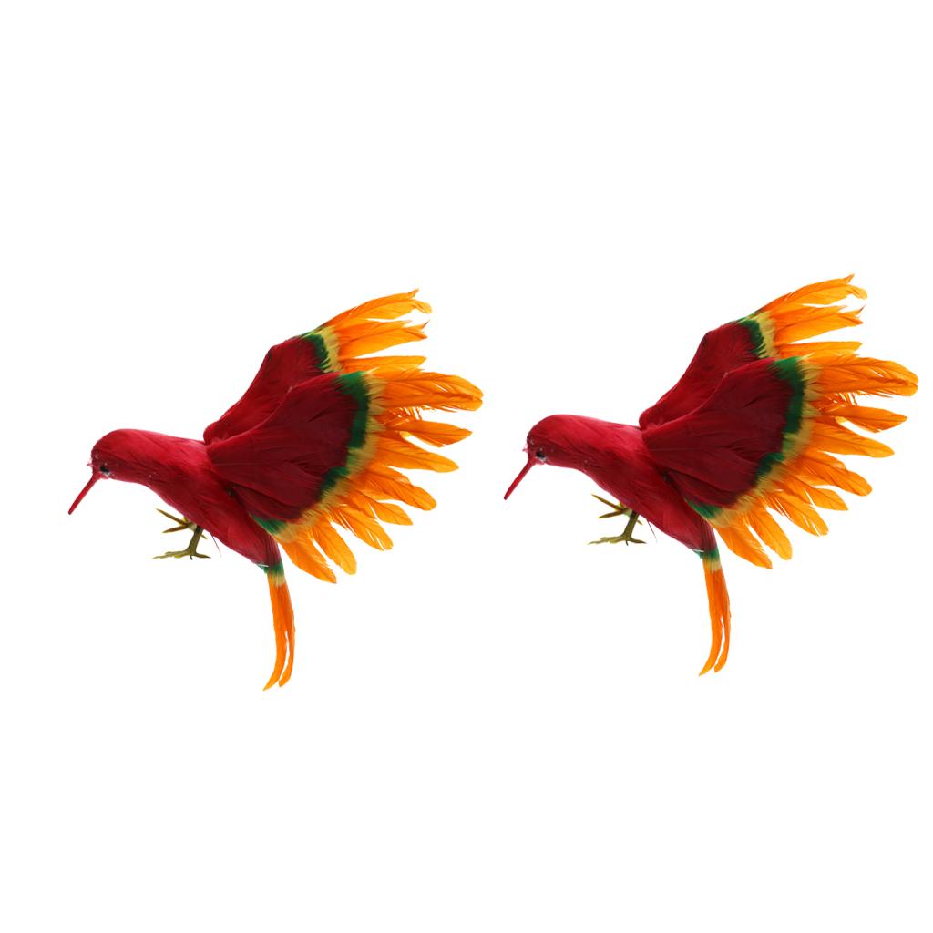 2pcs Simulation Feathered Flying Birds Taxidermy Home Garden Decor Ornament