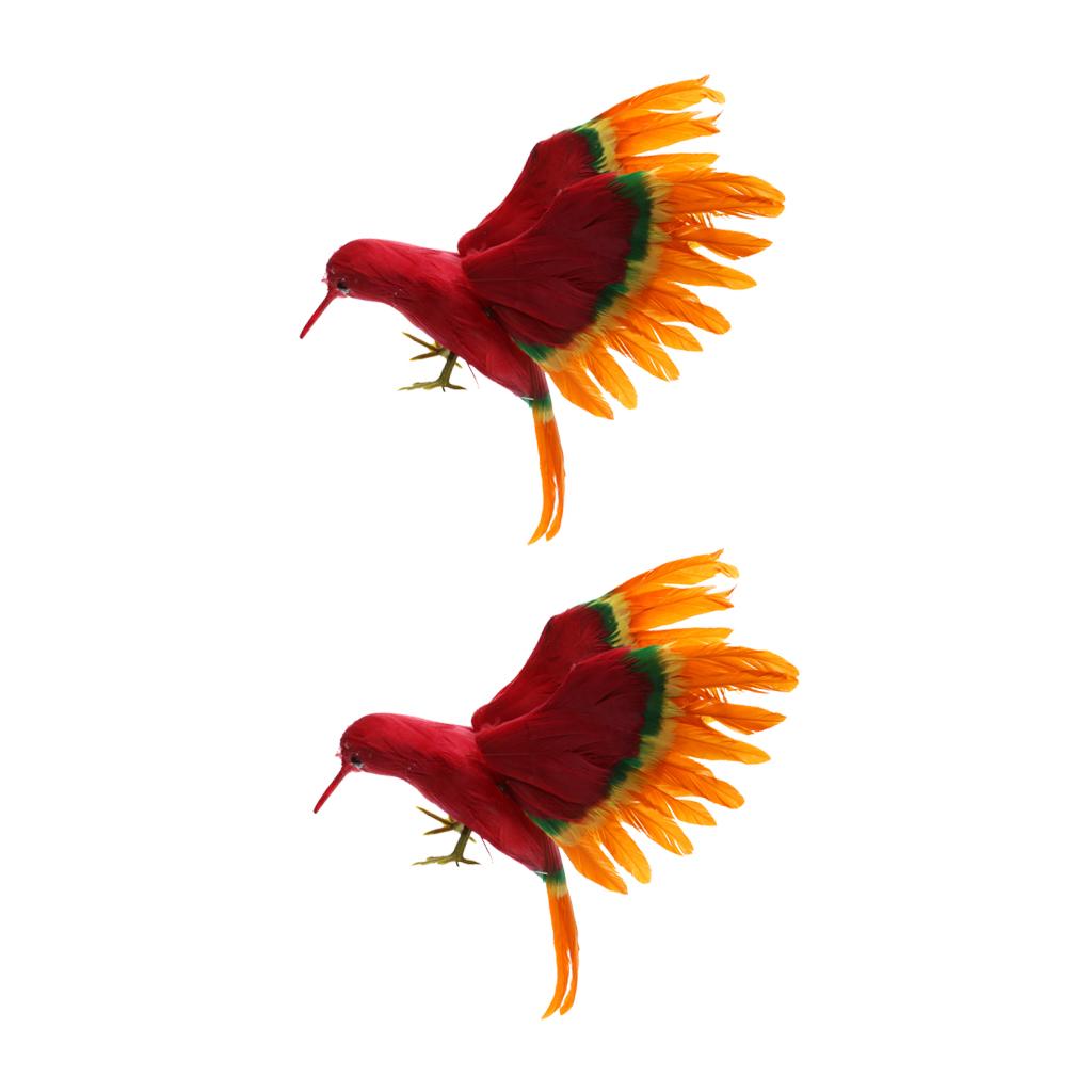 2pcs Simulation Feathered Flying Birds Taxidermy Home Garden Decor Ornament
