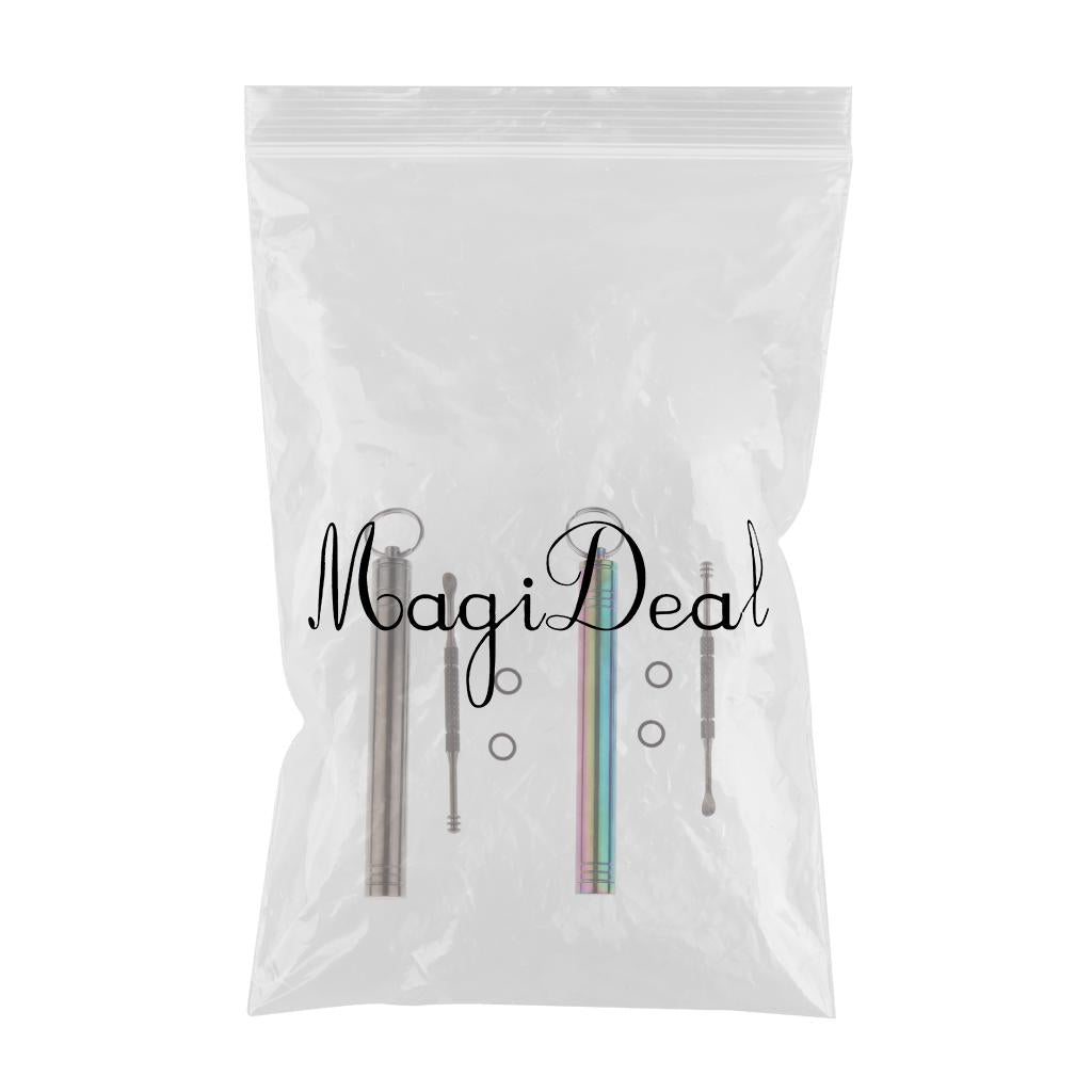 4x Camping Mini Toothpick Box Ear Pick Holder with Ear Pick Silver Colorful