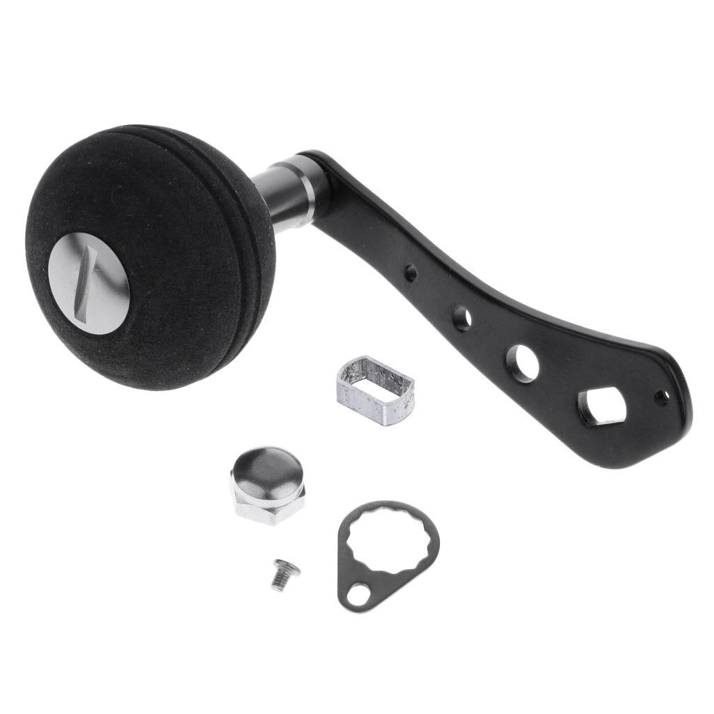 Aluminum Fishing Reel Handle DIY for Baitcasting/Drum/Raft Reel Black w/Shim