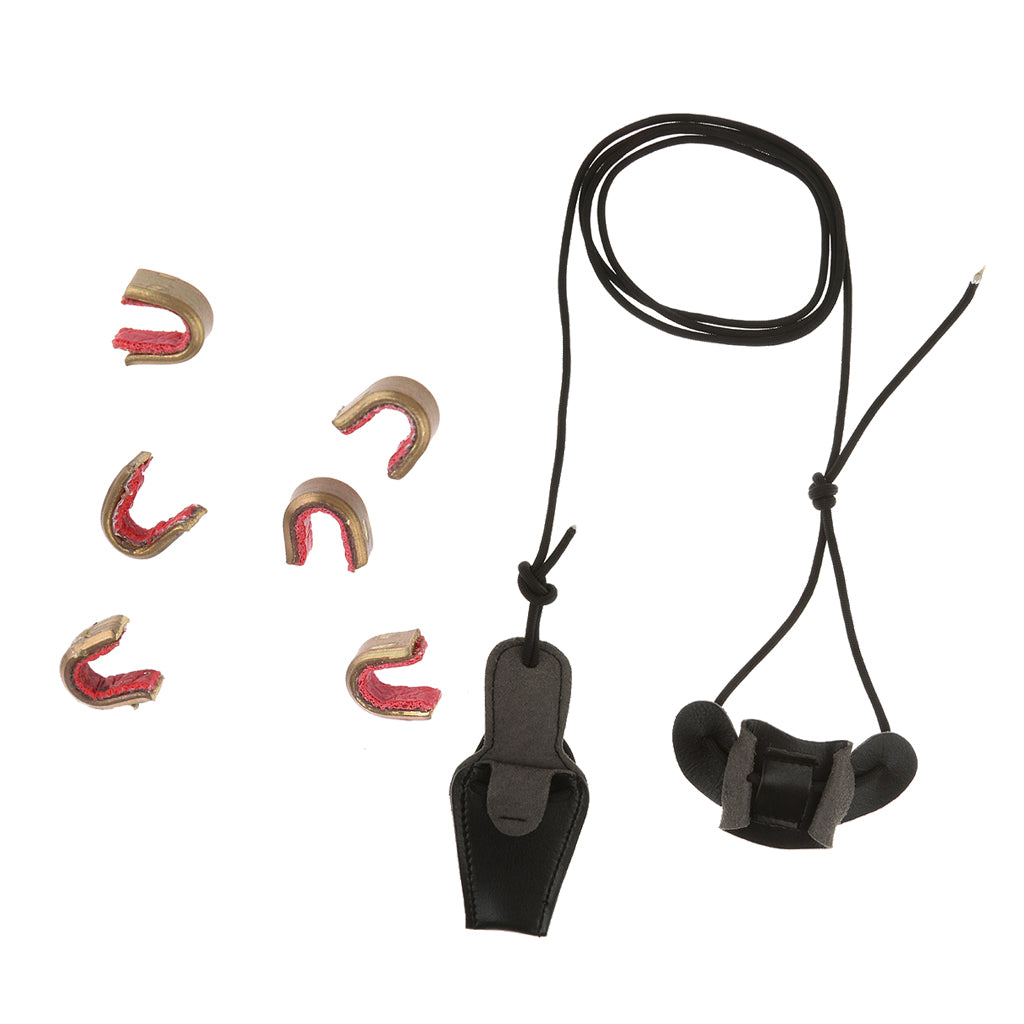 6 Pieces Bow String Nocks Set + 2m Recurve Bow Stringer for Archery Hunting