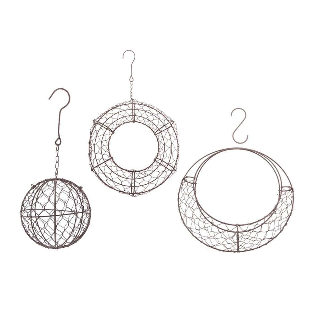 3pcs Retro Iron Succulent Pot Metal Hanging Planter Plant Holder 15&26&28cm