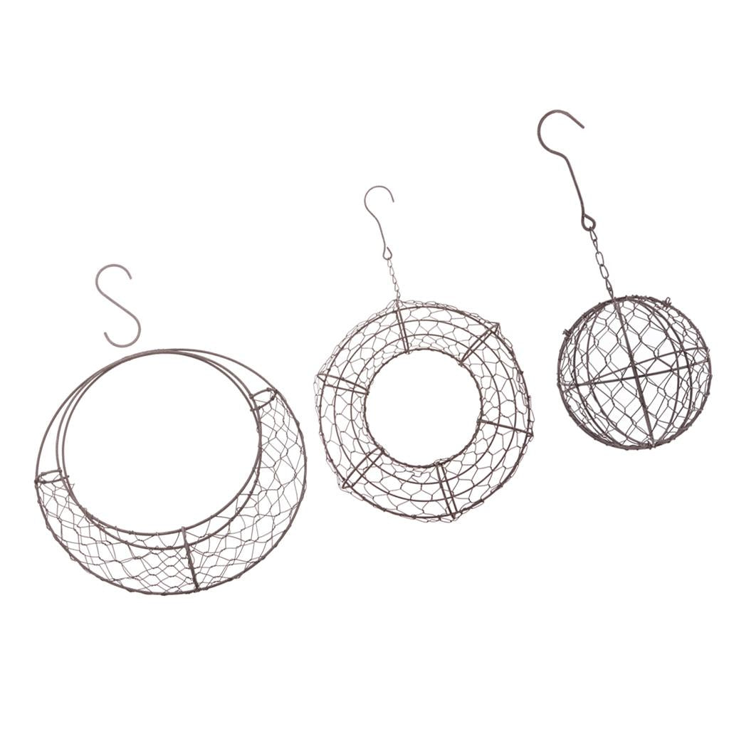 3pcs Retro Iron Succulent Pot Metal Hanging Planter Plant Holder 15&26&28cm