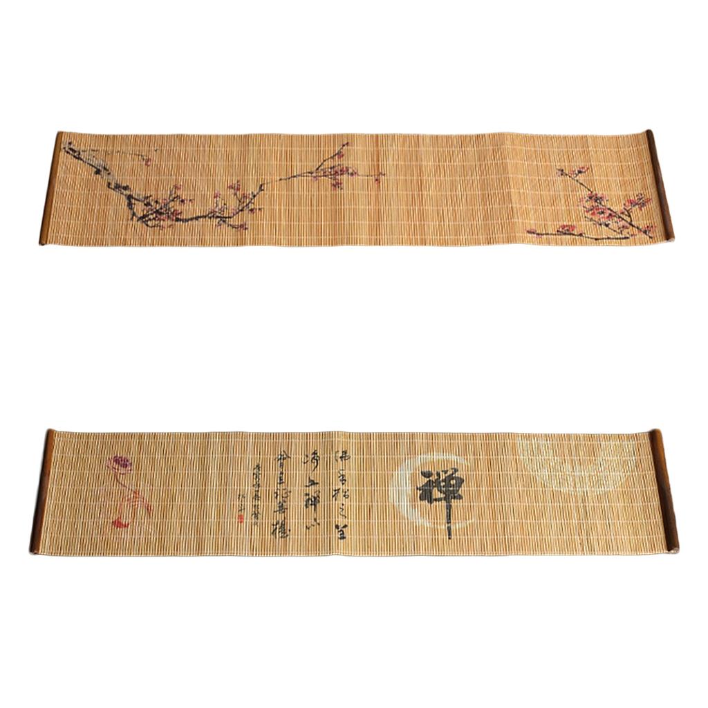 Bamboo Tea Mat Zen Table Teapot Cup Coaster Finger Citron lotus + Red Plum