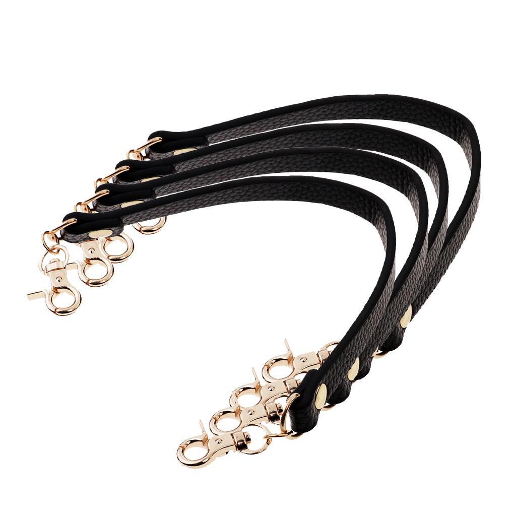 4Pieces PU Leather Short Handbag Bag Strap Replacement Purse Handle Black