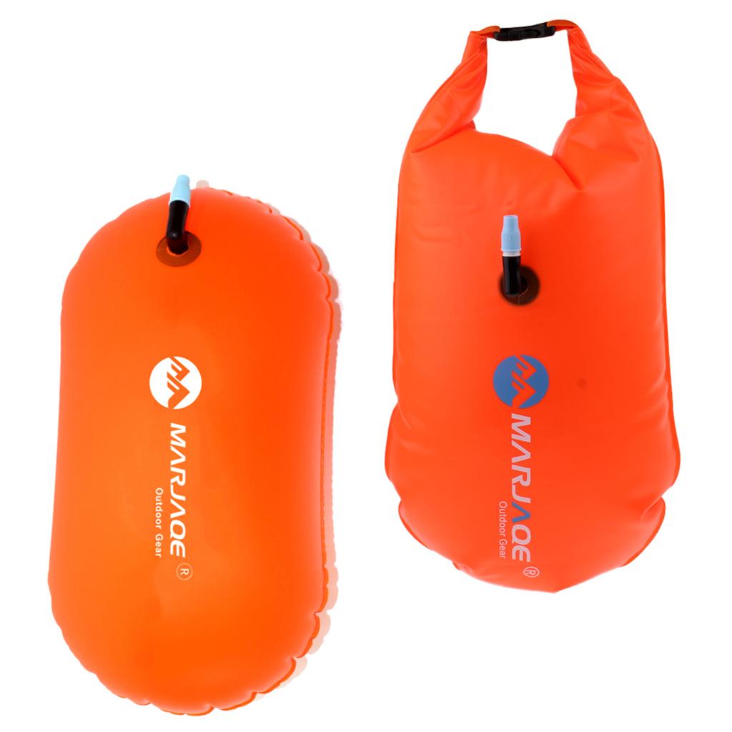 2x Durable High Visibility Inflatable Dry Bag Open Water Swim Float Tow Bag