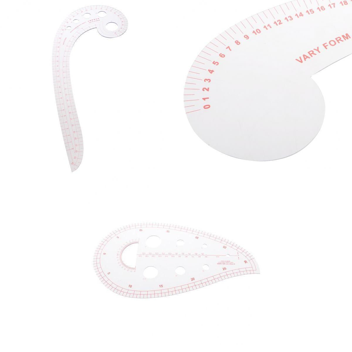 3Pcs Hard Plastic Comma Shaped French Curve Ruler by Garment Sewing Supplies