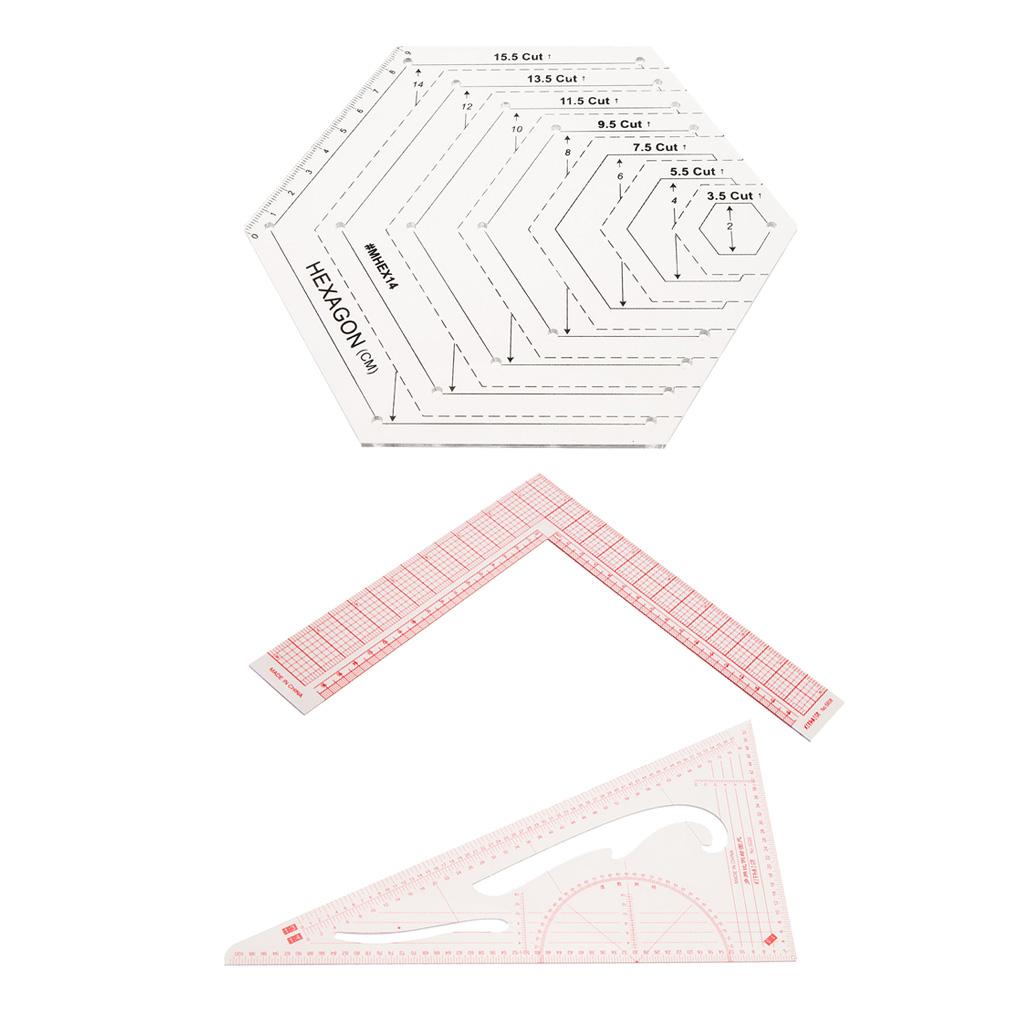 3Pcs Patchwork Rulers Set Quilting Rulers for Tailor Sewing Dress Making