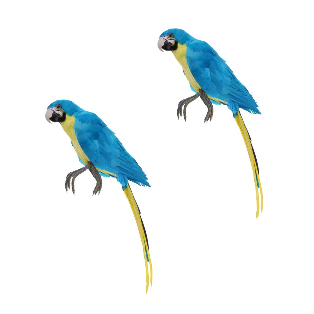 2pcs Artificial Feather Birds Parrot Craft Taxidermy Home Art Decor Ornament