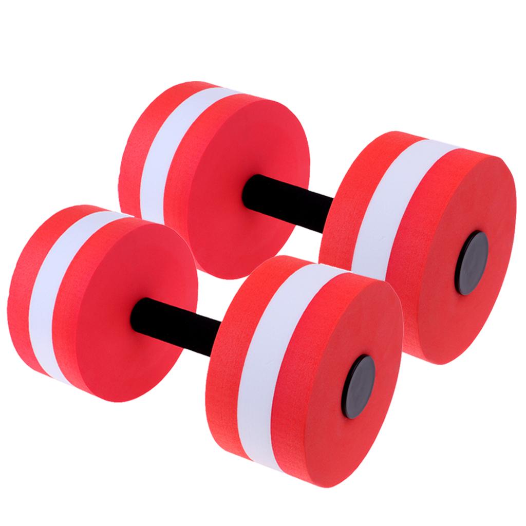 1 Pair Water Aerobics Dumbbell Aquatic EVA Barbell Fitness Pool Exercise Red