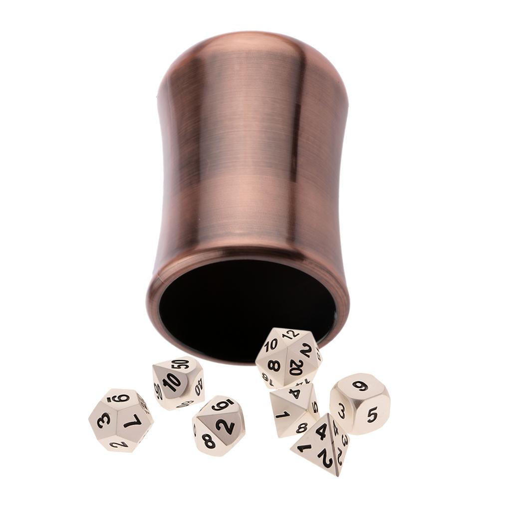 7Piece Polyhedral D4-D20 Dice Pearl Silver for TRPG Game