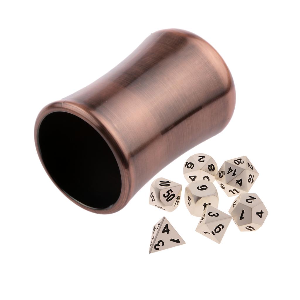 7Piece Polyhedral D4-D20 Dice Pearl Silver for TRPG Game