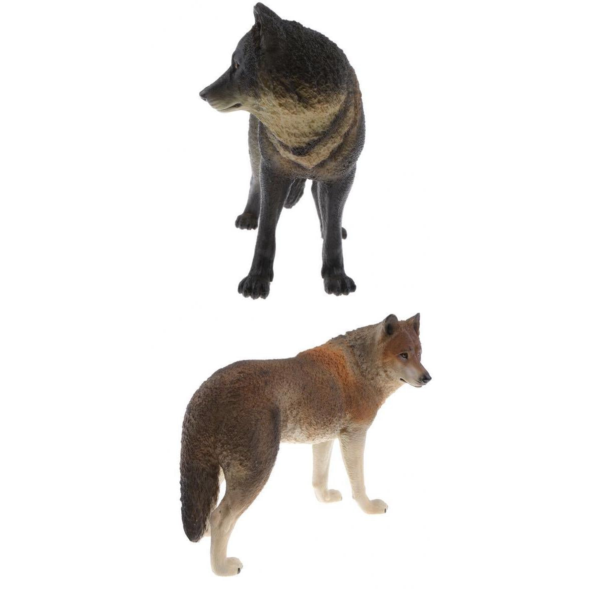 2 Pieces Lifelike Wolf Animal Model Figure Figurine Science Nature Toy