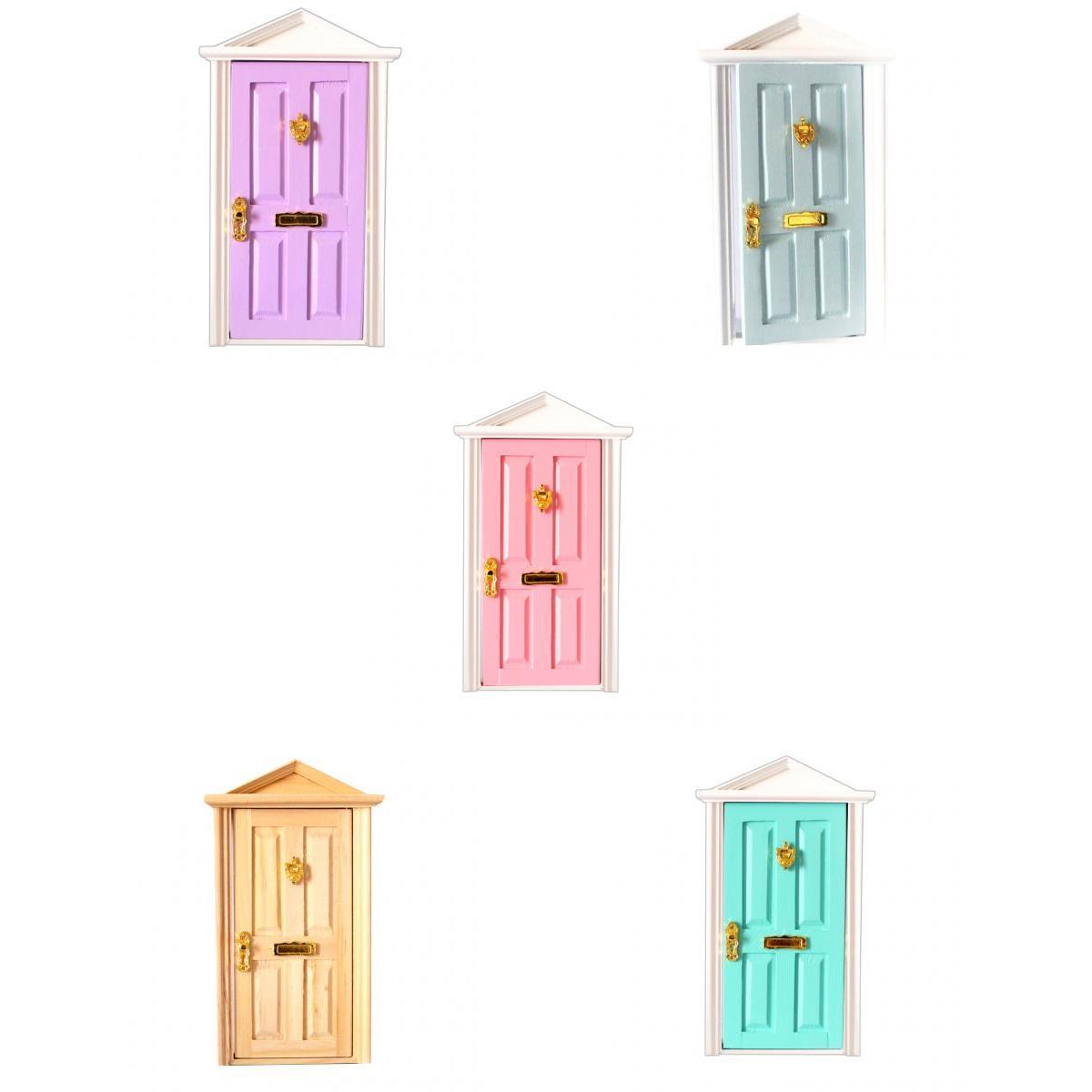 5Pcs 1/12 Dolls House Miniature Wooden Steepletop Door with Hardware