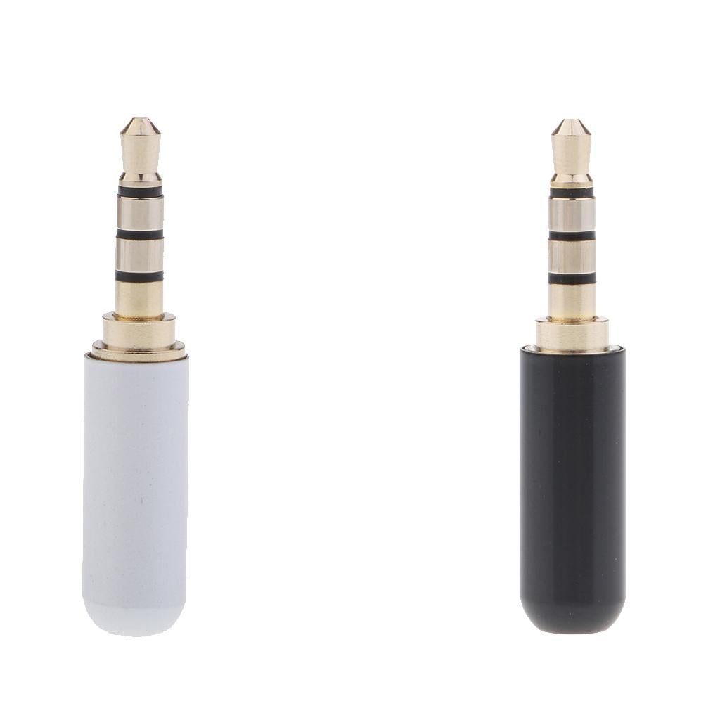 2 Pieces 3.5mm 1/8 TRRS 4 Pole Male Plug A/V Solder Connector "