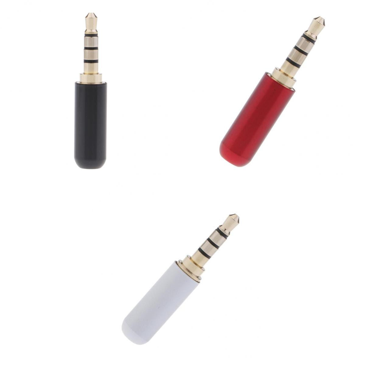 3 Pieces 3.5mm 1/8 TRRS 4 Pole Male Plug A/V Solder Connector "