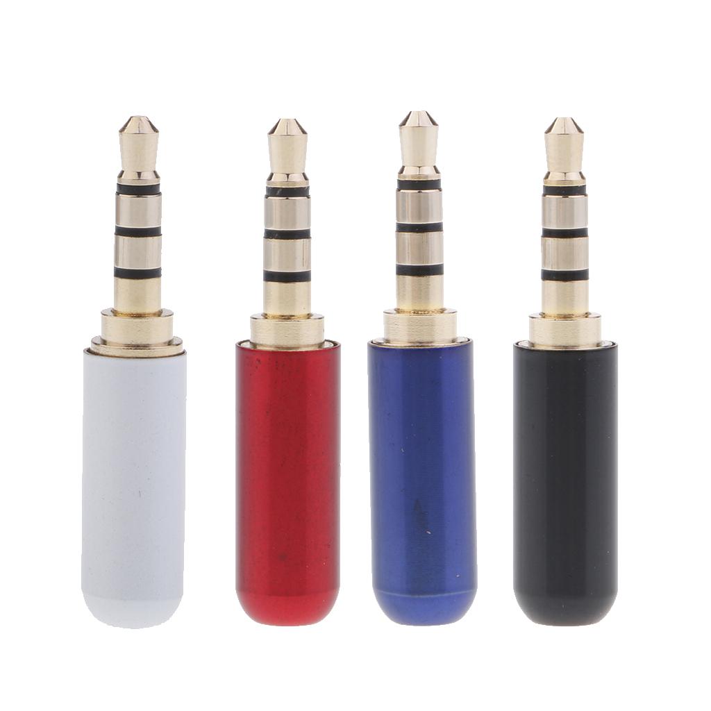 4 Pieces 3.5mm 1/8 TRRS 4 Pole Male Plug A/V Solder Connector "