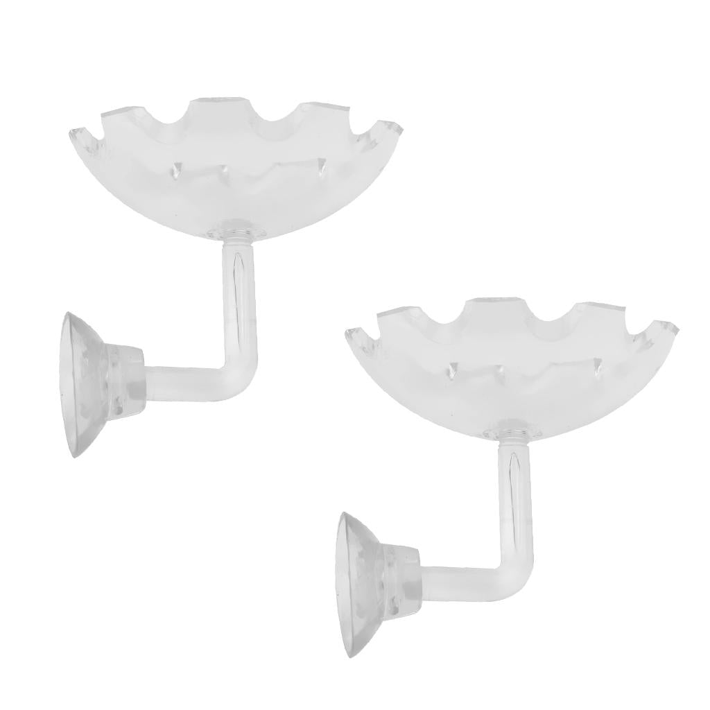 2pcs Aquarium Fish Tank Shrimp Feeding Food Dish Tray Feeder Container Clear