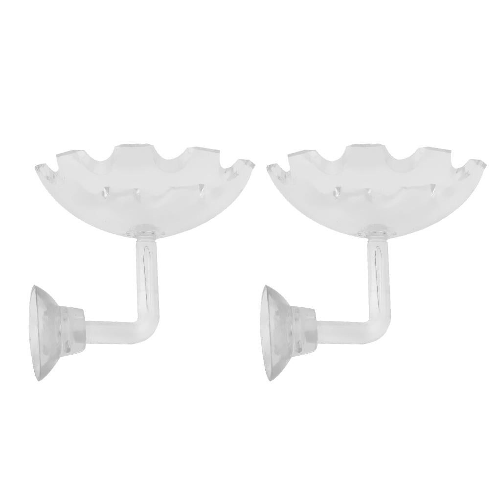 2pcs Aquarium Fish Tank Shrimp Feeding Food Dish Tray Feeder Container Clear