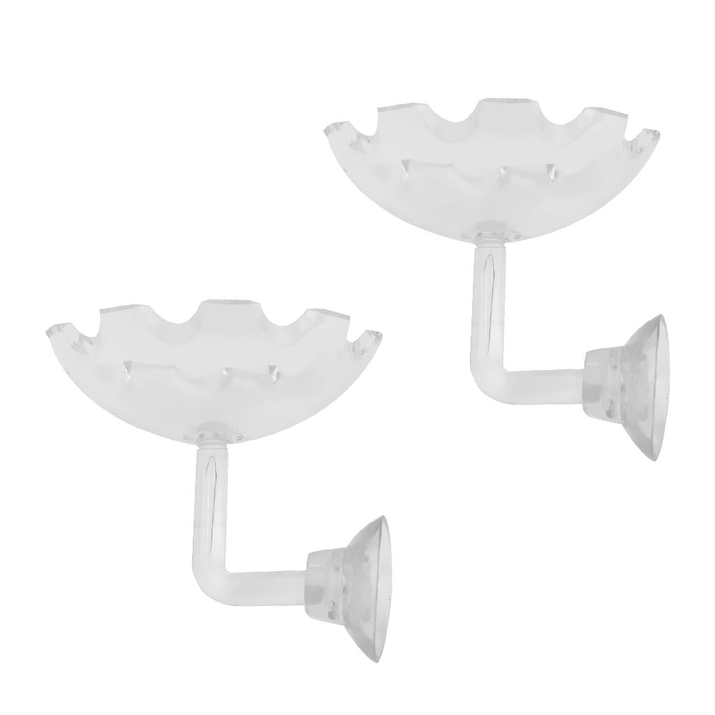 2pcs Aquarium Fish Tank Shrimp Feeding Food Dish Tray Feeder Container Clear