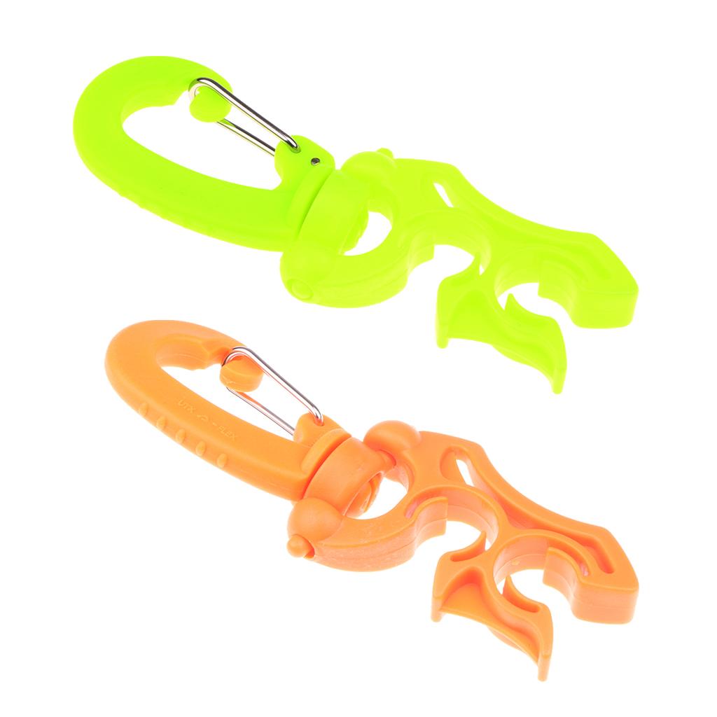 2Pcs Scuba Diving Underwater Double BCD Hose Holder with Clip Buckle hook