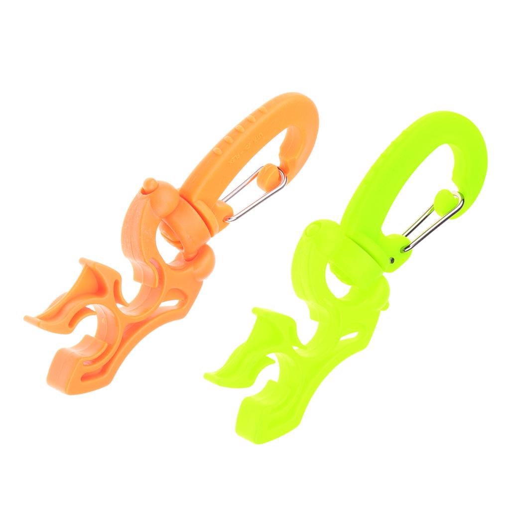 2Pcs Scuba Diving Underwater Double BCD Hose Holder with Clip Buckle hook