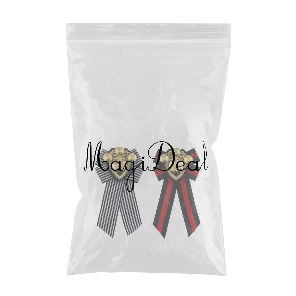 2pcs Pre-tied Bowknot Fabric Bow Tie British Badge Striped Cloth Badge