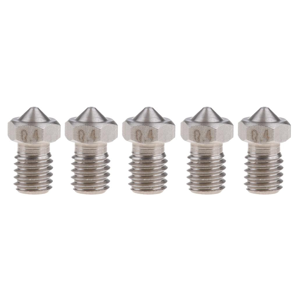 5Pcs Stainless Steel V5 V6 3D Printer M6 Extruder Nozzle Head 0.4mm for 3mm