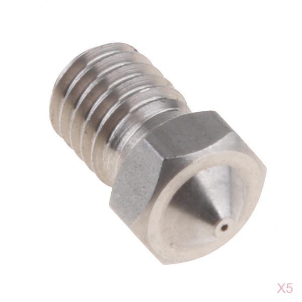5Pcs Stainless Steel V5 V6 3D Printer M6 Extruder Nozzle Head 0.4mm for 3mm