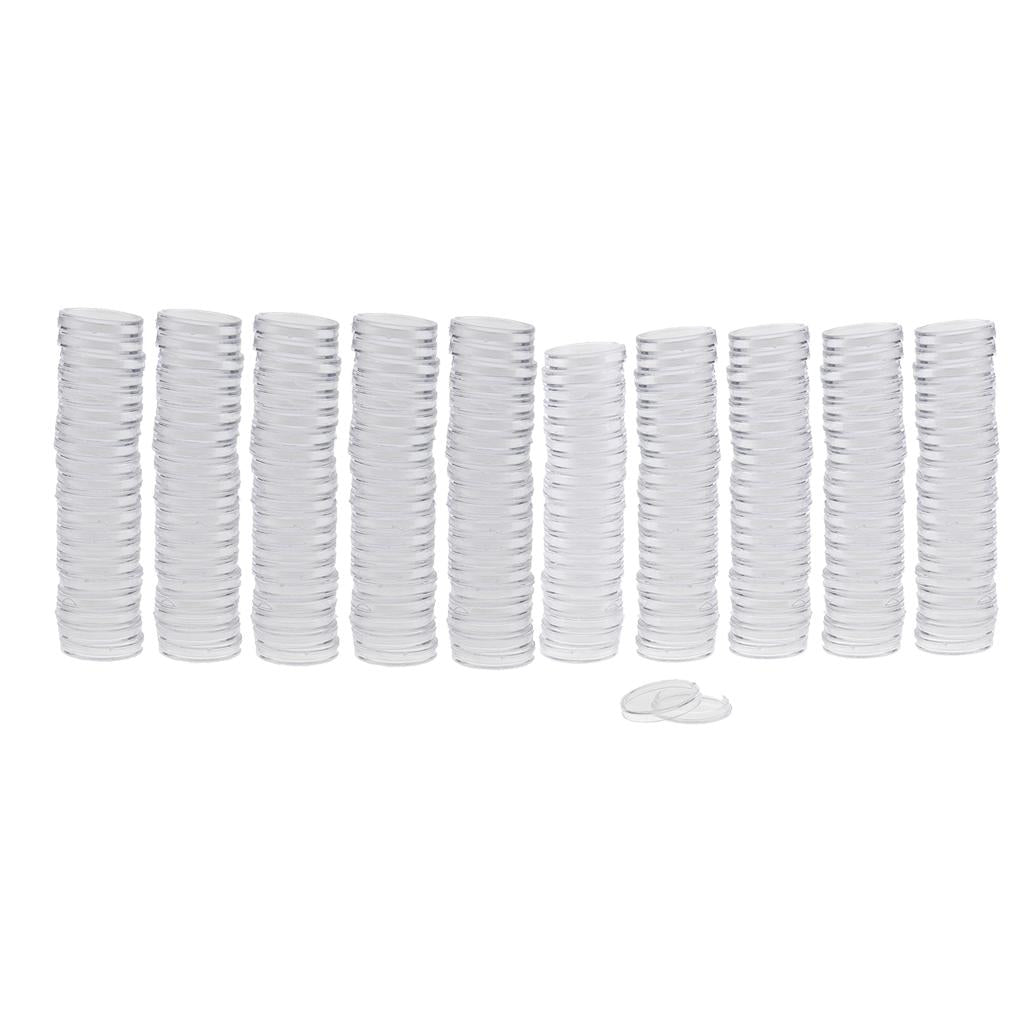 200pcs Clear Plastic Coin Capsules Container Storage Holder Case 22/28mm