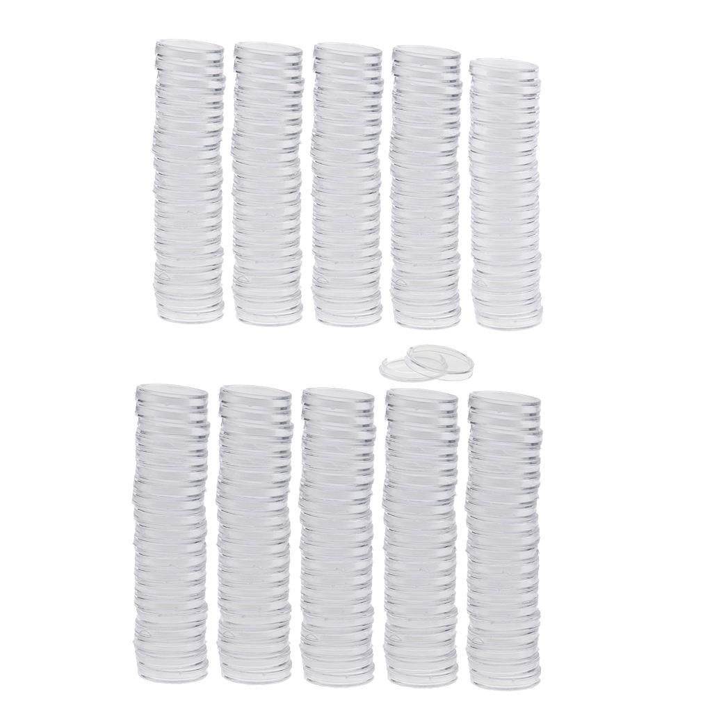 200pcs Clear Plastic Coin Capsules Container Storage Holder Case 22/28mm