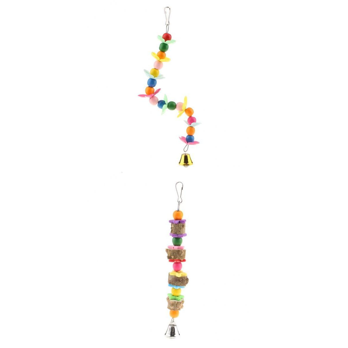 2x Hanging Cage Toy Parrot Chewing Toy with a Bell Teeth Care Treats & Chews