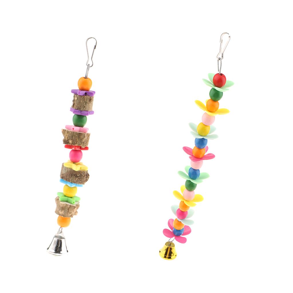 2x Hanging Cage Toy Parrot Chewing Toy with a Bell Teeth Care Treats & Chews