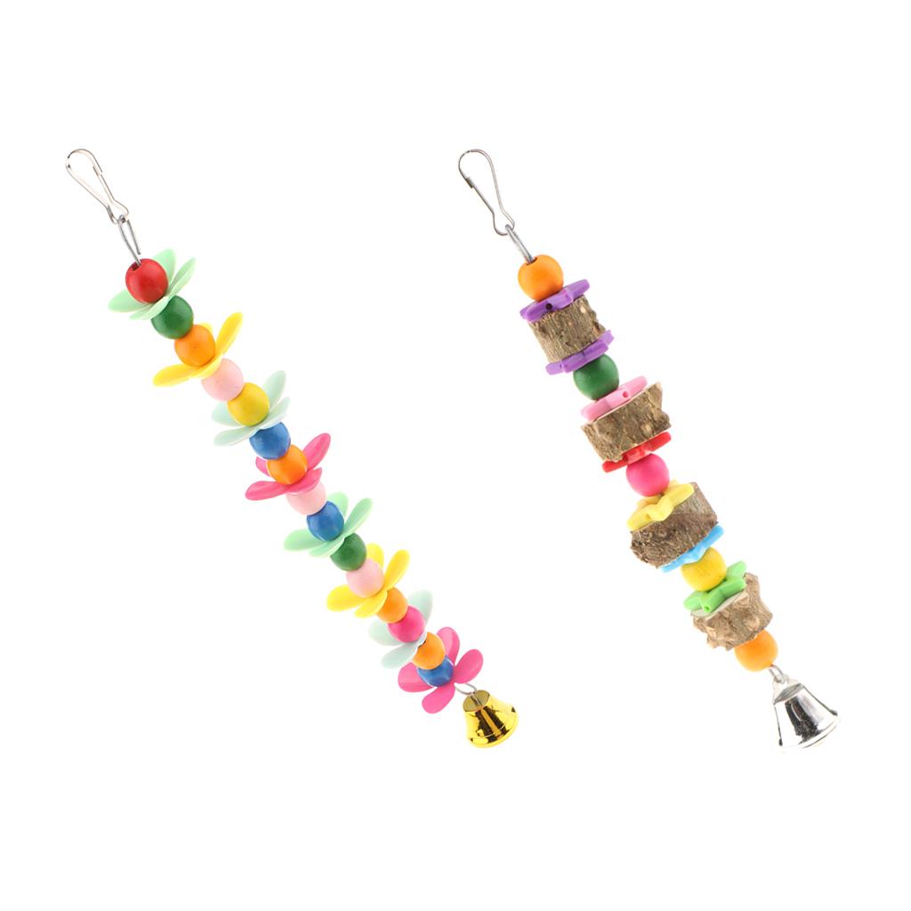 2x Hanging Cage Toy Parrot Chewing Toy with a Bell Teeth Care Treats & Chews