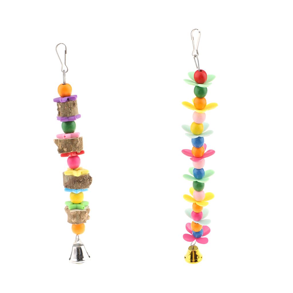 2x Hanging Cage Toy Parrot Chewing Toy with a Bell Teeth Care Treats & Chews